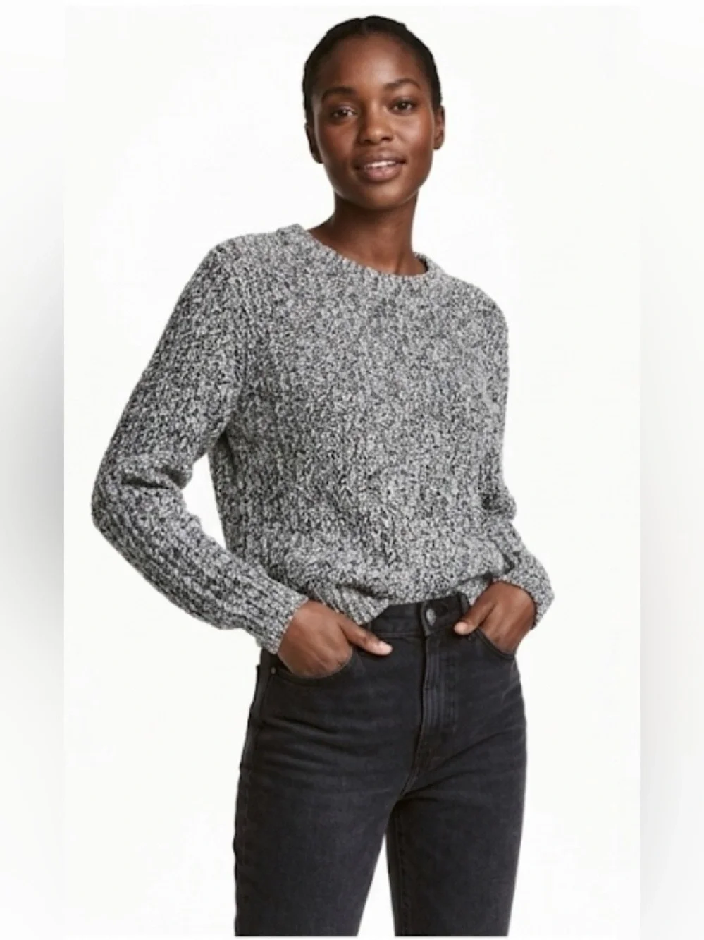 H&M Divided Marled Knit Crop Sweater Size Small